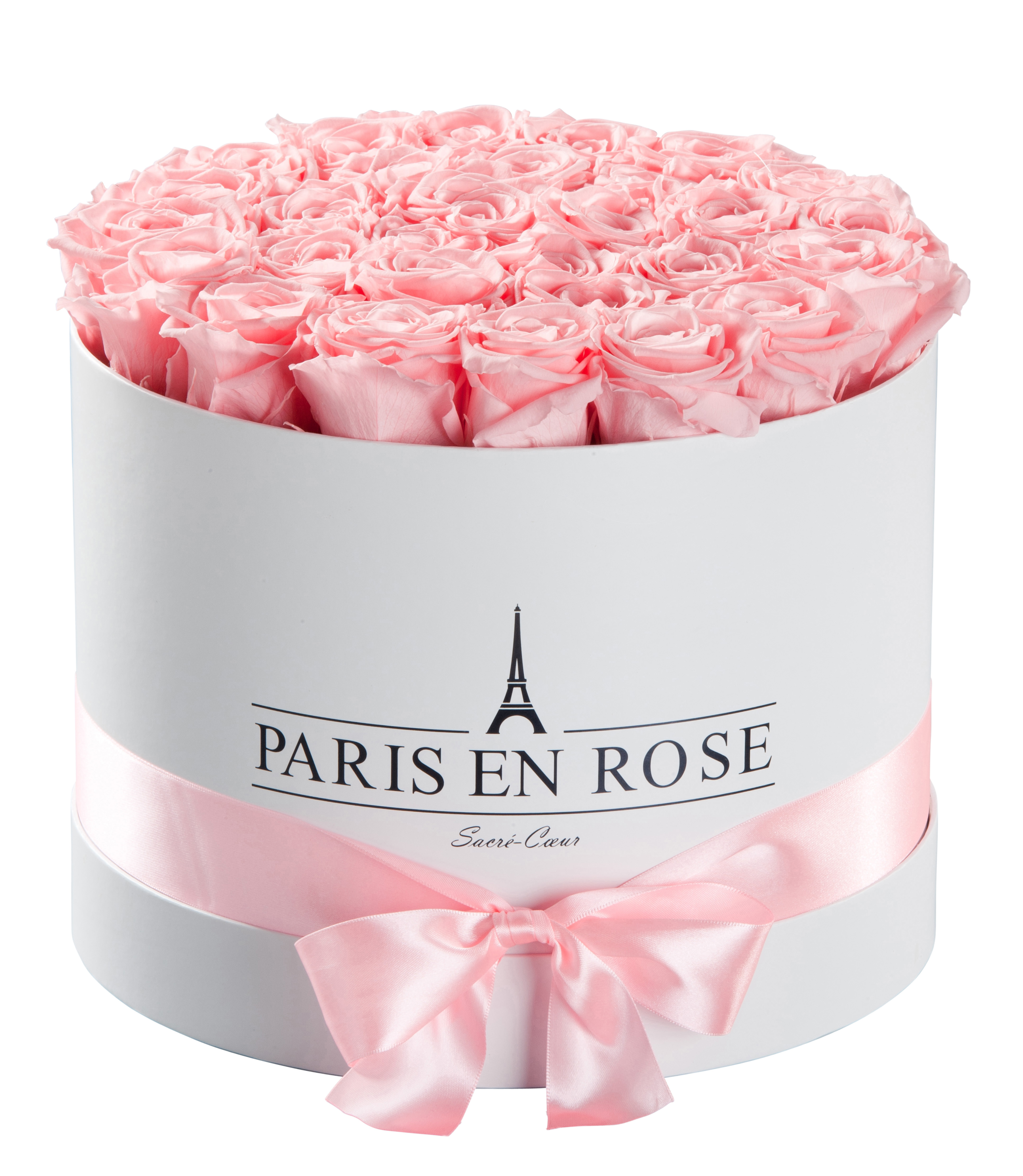 Scatola Bianco-Argento con Rose Rosa Madelaine PARIS EN ROSE Rose Box a Forma di Cuore Coeur dAmour Classic Scatola di Fiori con 8 Fiori conservati Infinity